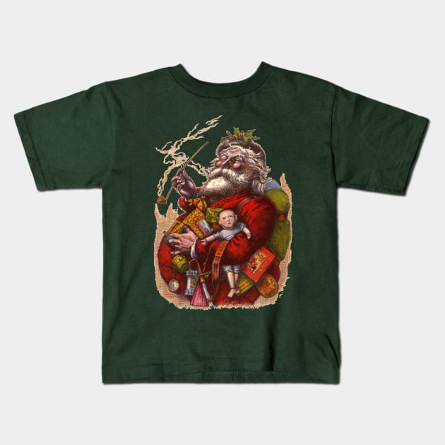 Victorian Christmas Santa Claus Kids T-Shirt by MasterpieceCafe